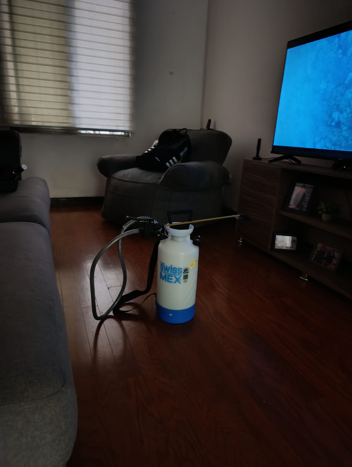 Equipo de fumigación en sala